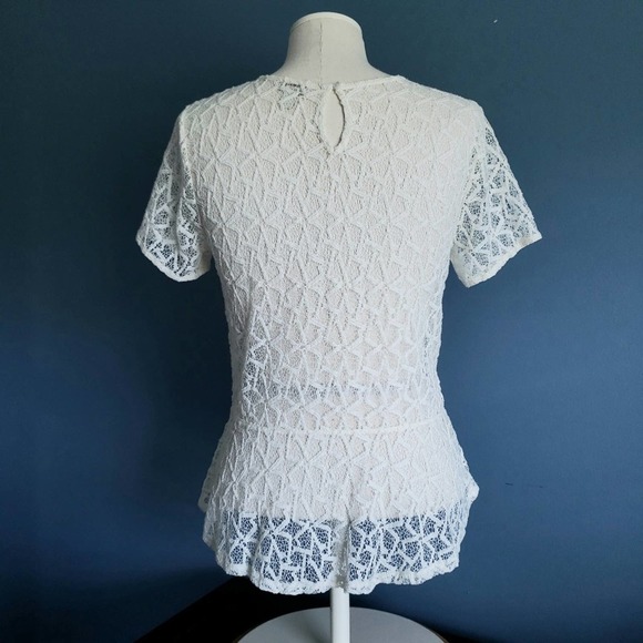 hinge Lace Peplum Crewneck Top - Picture 4 of 6